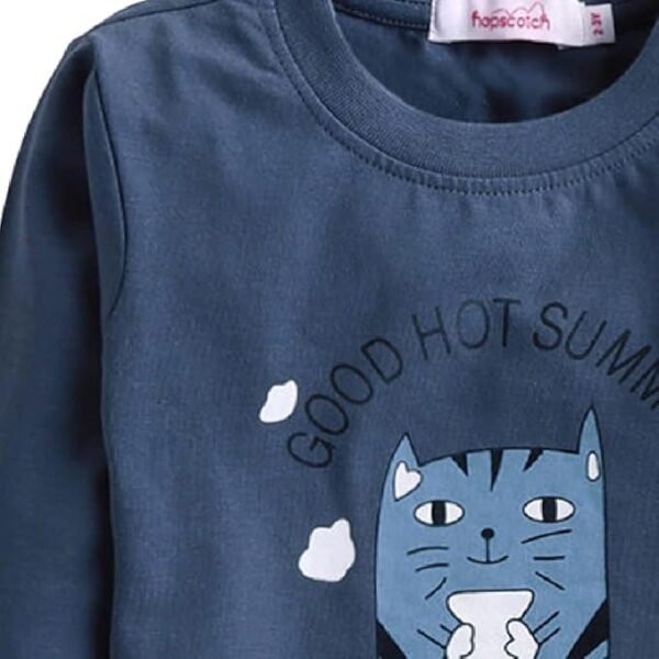 Gray Animal Art Print Full Sleeves Top And Pyjama Set