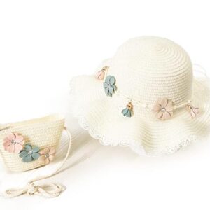 Baby Girl's Kids Hat and Pouch Combo Children Cartoon Straw Fashion