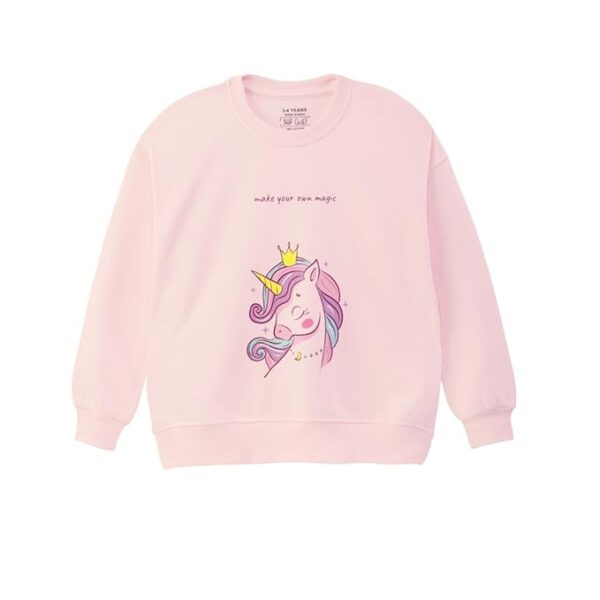 Nap Chief Girl's Unicorn Sweatshirt | Regular Fit Cotton Round Neck Sweatshirt for Girls Official Character Hoodies for Kids (NC1082Y)