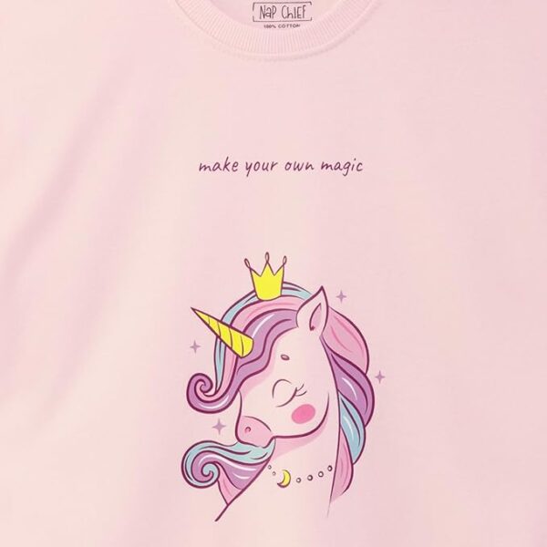 Nap Chief Girl's Unicorn Sweatshirt | Regular Fit Cotton Round Neck Sweatshirt for Girls Official Character Hoodies for Kids (NC1082Y)