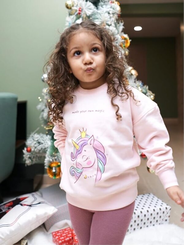 Nap Chief Girl's Unicorn Sweatshirt | Regular Fit Cotton Round Neck Sweatshirt for Girls Official Character Hoodies for Kids (NC1082Y)