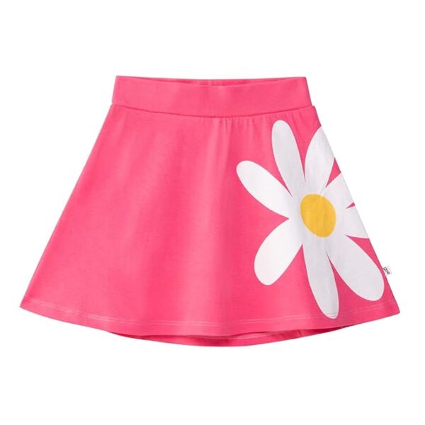 YouGotPlanB Girl's Above Knee Printed Skater Skirt with Attached Inner Shorts (Swan Daisy) | 100% Cotton | Soft & Breathable Fabric | No-Mark Elastic | Casual Wear | Pack of 2
