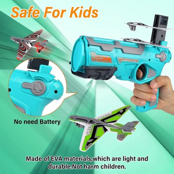 Graphene Airplane Launcher Gun, Safe and Fun Shooting Guns for Kids, Paper Foam Gliders for Quick and Easy Operation, Nearly Unbreakable Plastic, Ideal for Kids Ages