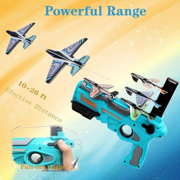 Graphene Airplane Launcher Gun, Safe and Fun Shooting Guns for Kids, Paper Foam Gliders for Quick and Easy Operation, Nearly Unbreakable Plastic, Ideal for Kids Ages